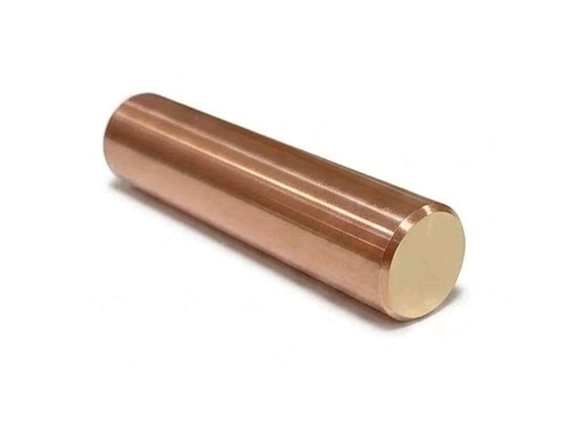 Ânodo de cobre do Eco-Ion em vista de perfil, mostrando a face polida